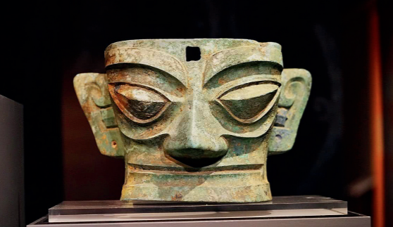 商周時期 古銅器 秘藏 【 青銅 三星堆人燈 恭請供奉 風水置物】 中國